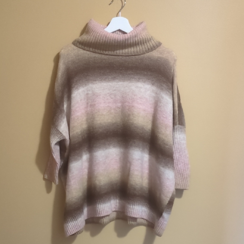 LOFT Women's Cowl Neck Gradient Sweater - Pink and Brown